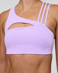 Woman wearing Galvanise Splice Sports Bra - Pale Lilac | Model:Emelia | Size:XS