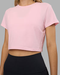 Woman wearing Go-To FLXCotton Baby Tee - Marshmallow-White | Model:Leilani | Size:XS