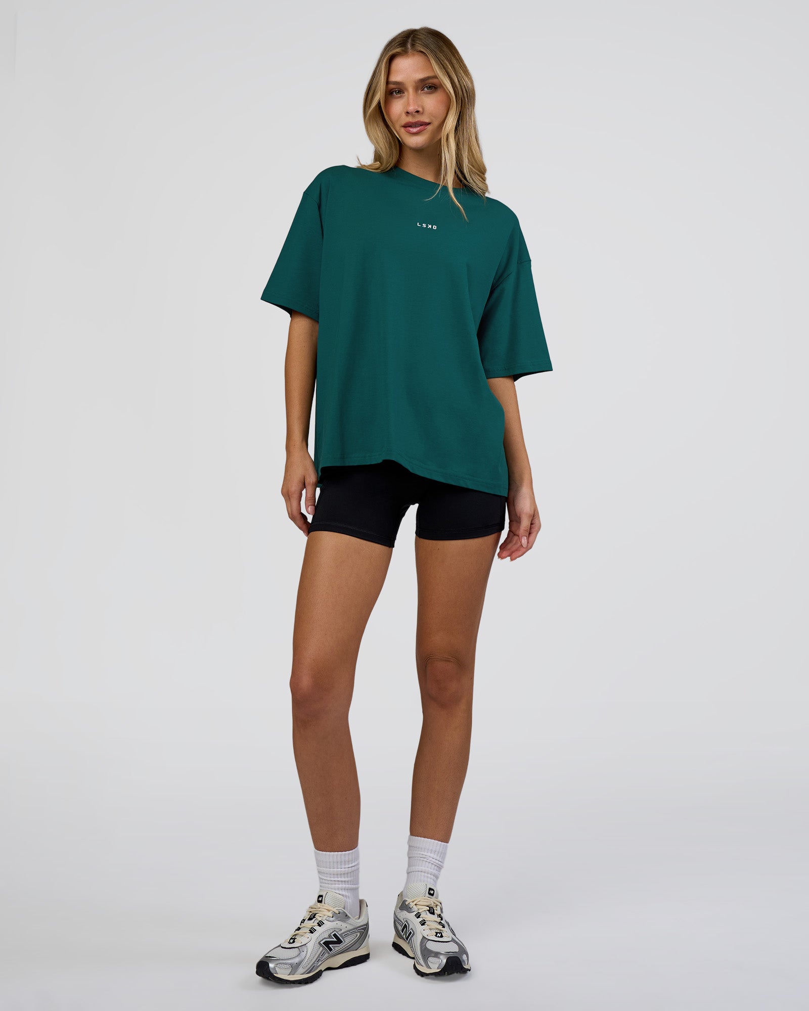 Go-To FLXCotton Oversized Tee - Transformative Teal-White | LSKD