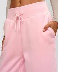 Woman wearing Go-To Script Wide Leg Track Pant - Marshmallow | Model:Georgia | Size:XS