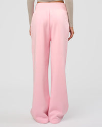 Woman wearing Go-To Script Wide Leg Track Pant - Marshmallow | Model:Georgia | Size:XS