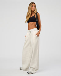 Woman wearing Go-To Wide Leg Track Pant Tall - Silver Marl | Model:Georgia | Size:XS