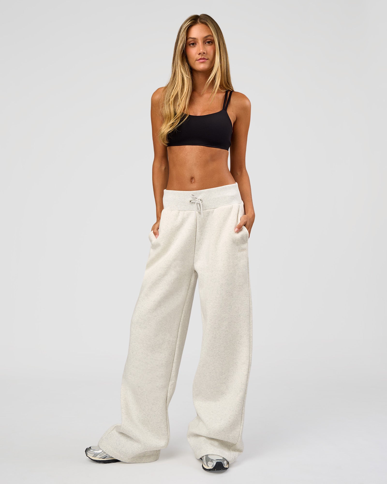 Go-To Wide Leg Track Pant Tall - Silver Marl | LSKD