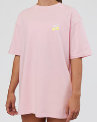 Woman wearing Grace Grove FLXCotton Oversize Tee - Marshmallow | Model:Grace | Size:XS