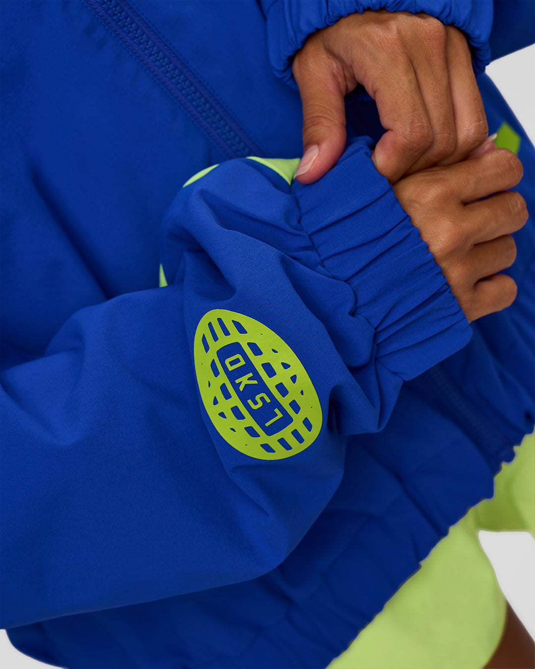 Woman wearing Hype Oversized Track Jacket - Electric Indigo | Model:Brylee | Size:XS