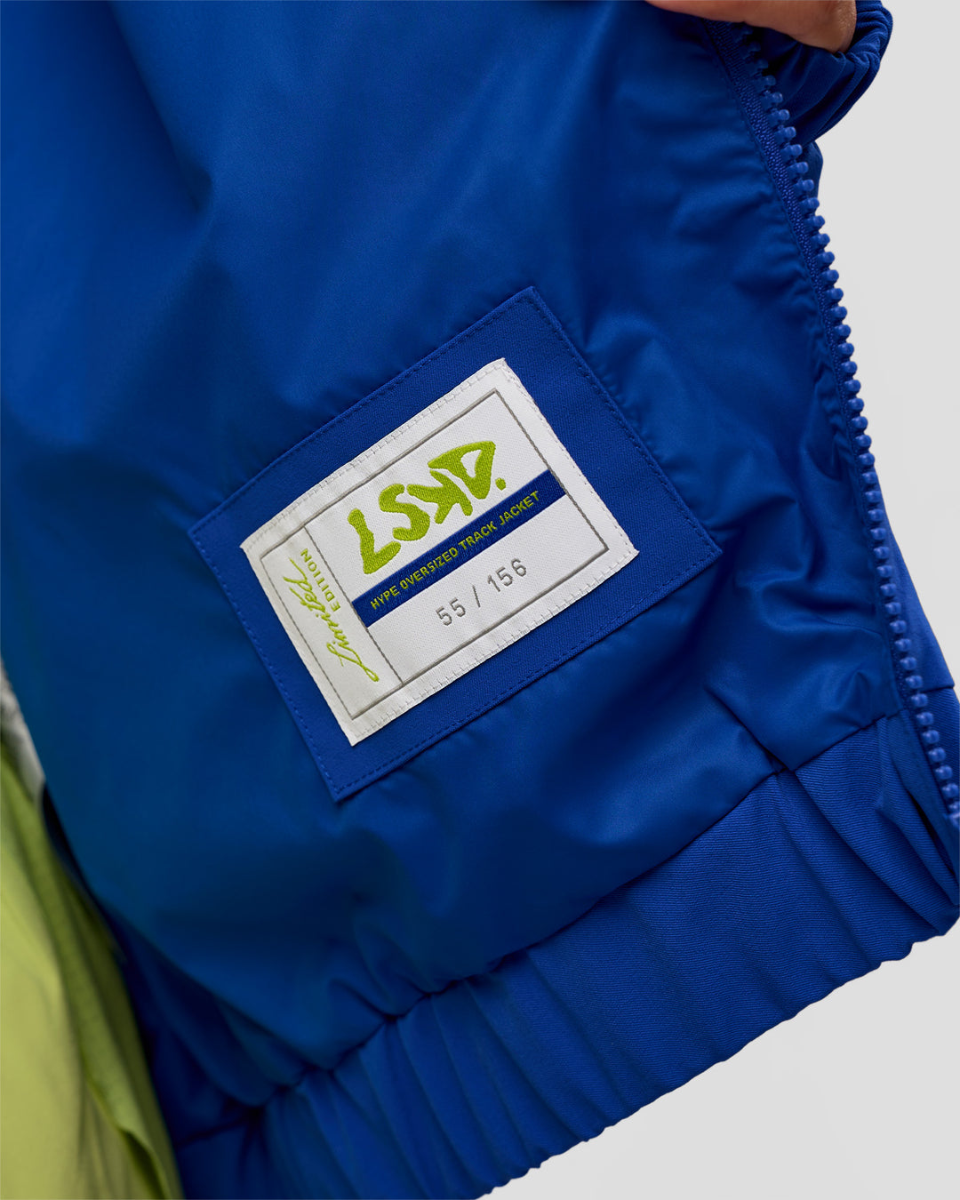 Woman wearing Hype Oversized Track Jacket - Electric Indigo | Model:Brylee | Size:XS