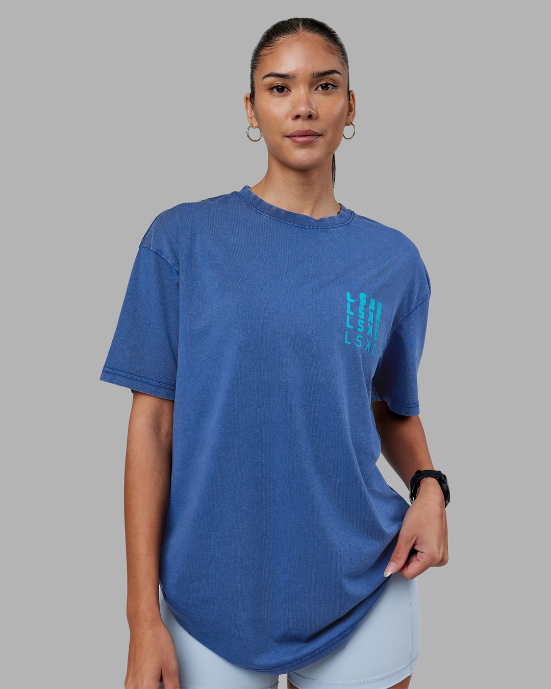 Inferno Journey FLXCotton Oversized Tee - Midnight Blue Washed-Blue