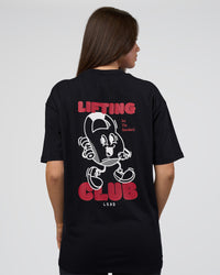 Woman wearing Kettle B FLXCotton Oversized Tee - Black-White | Model:Estella | Size:XS