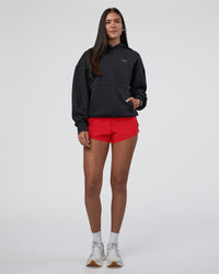 Woman wearing Lifting Unisex Oversized Hoodie - Black-Flame| Model:Rhiley | Size:XS