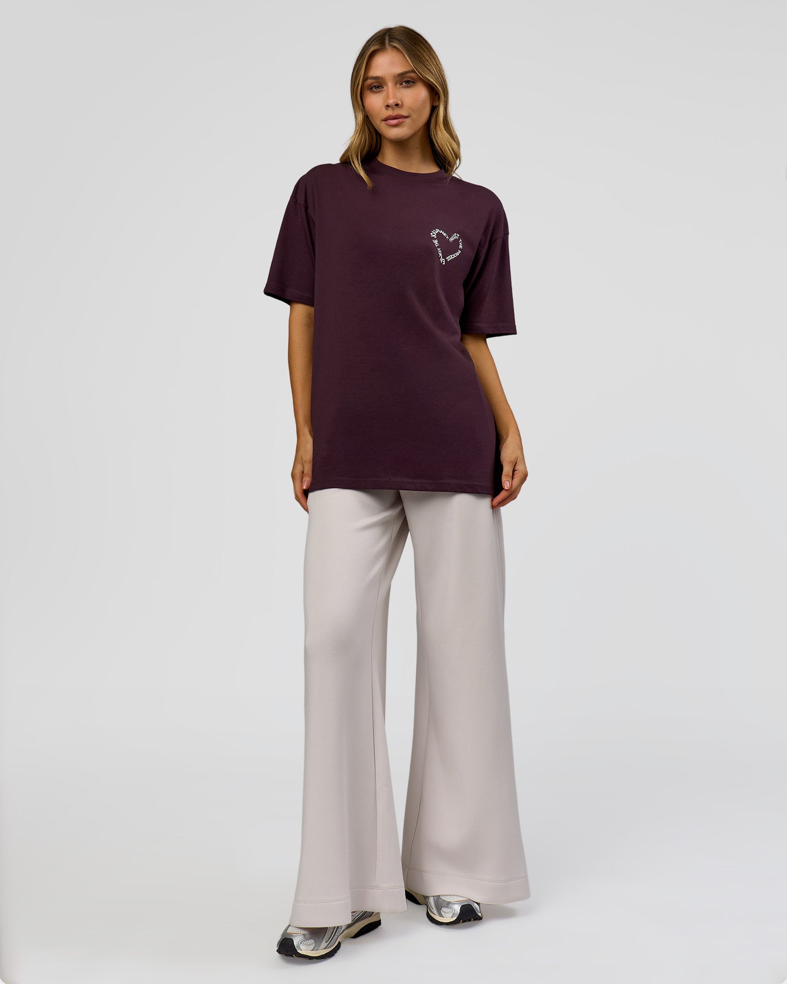 Love The Process FLXCotton Oversize Tee - Midnight Plum-White | LSKD