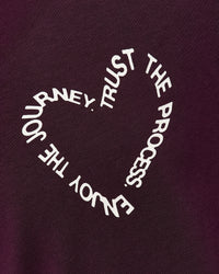 Woman wearing Love The Process FLXCotton Oversize Tee - Midnight Plum-White | Model:Leilani | Size:XS
