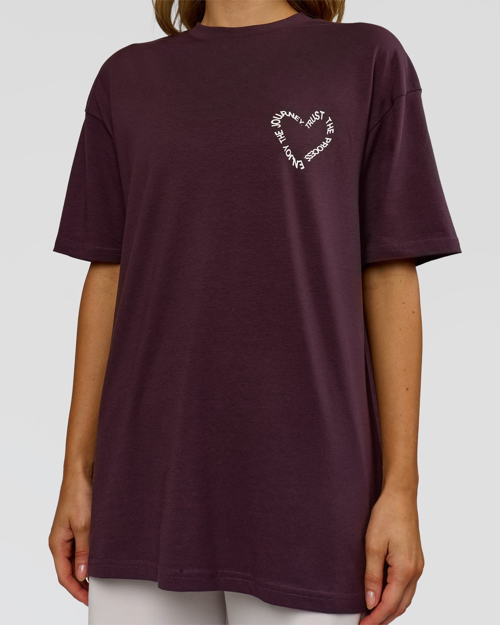 Love The Process FLXCotton Oversize Tee - Midnight Plum-White | LSKD