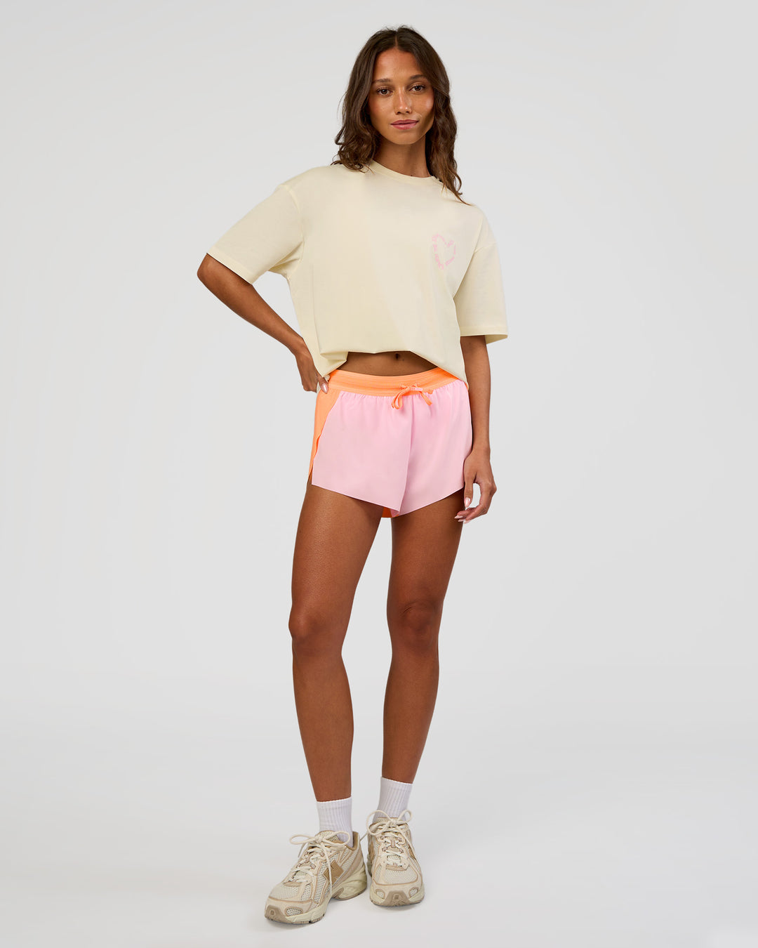 Woman wearing Love The Process FLXCotton Oversize Tee - Off White-Marshmallow | Model:Dakota | Size:XS