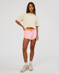 Woman wearing Love The Process FLXCotton Oversize Tee - Off White-Marshmallow | Model:Dakota | Size:XS