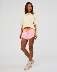 Woman wearing Love The Process FLXCotton Oversize Tee - Off White-Marshmallow | Model:Dakota | Size:XS