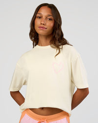 Woman wearing Love The Process FLXCotton Oversize Tee - Off White-Marshmallow | Model:Dakota | Size:XS