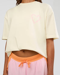 Woman wearing Love The Process FLXCotton Oversize Tee - Off White-Marshmallow | Model:Dakota | Size:XS