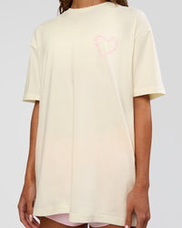 Woman wearing Love The Process FLXCotton Oversize Tee - Off White-Marshmallow | Model:Dakota | Size:XS