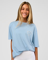 Woman wearing Love The Process FLXCotton Oversize Tee - Open Air-Off White | Model:Georgia | Size:XS