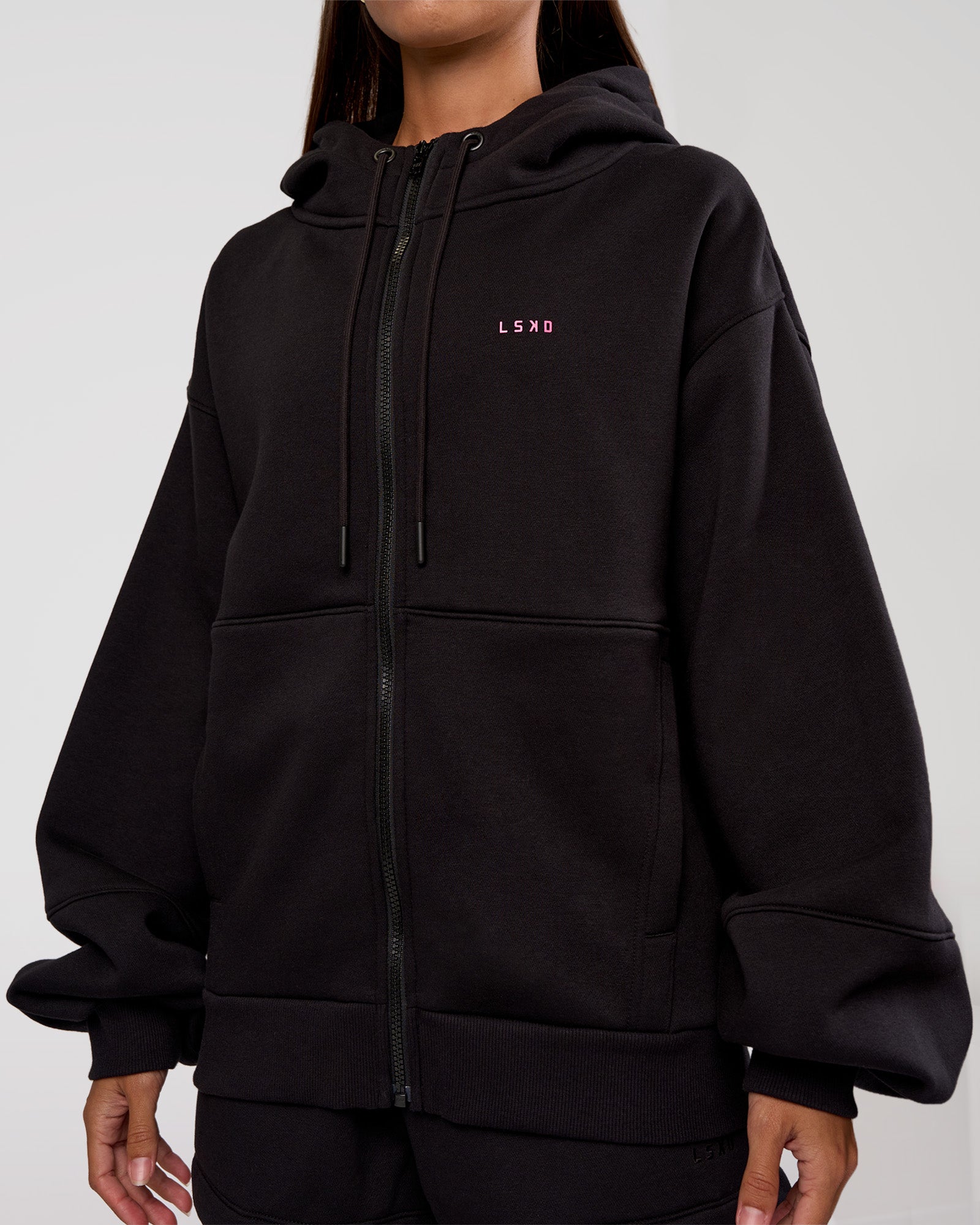 Love The Process Zip Through Hoodie - Black-Sugar Plum | LSKD