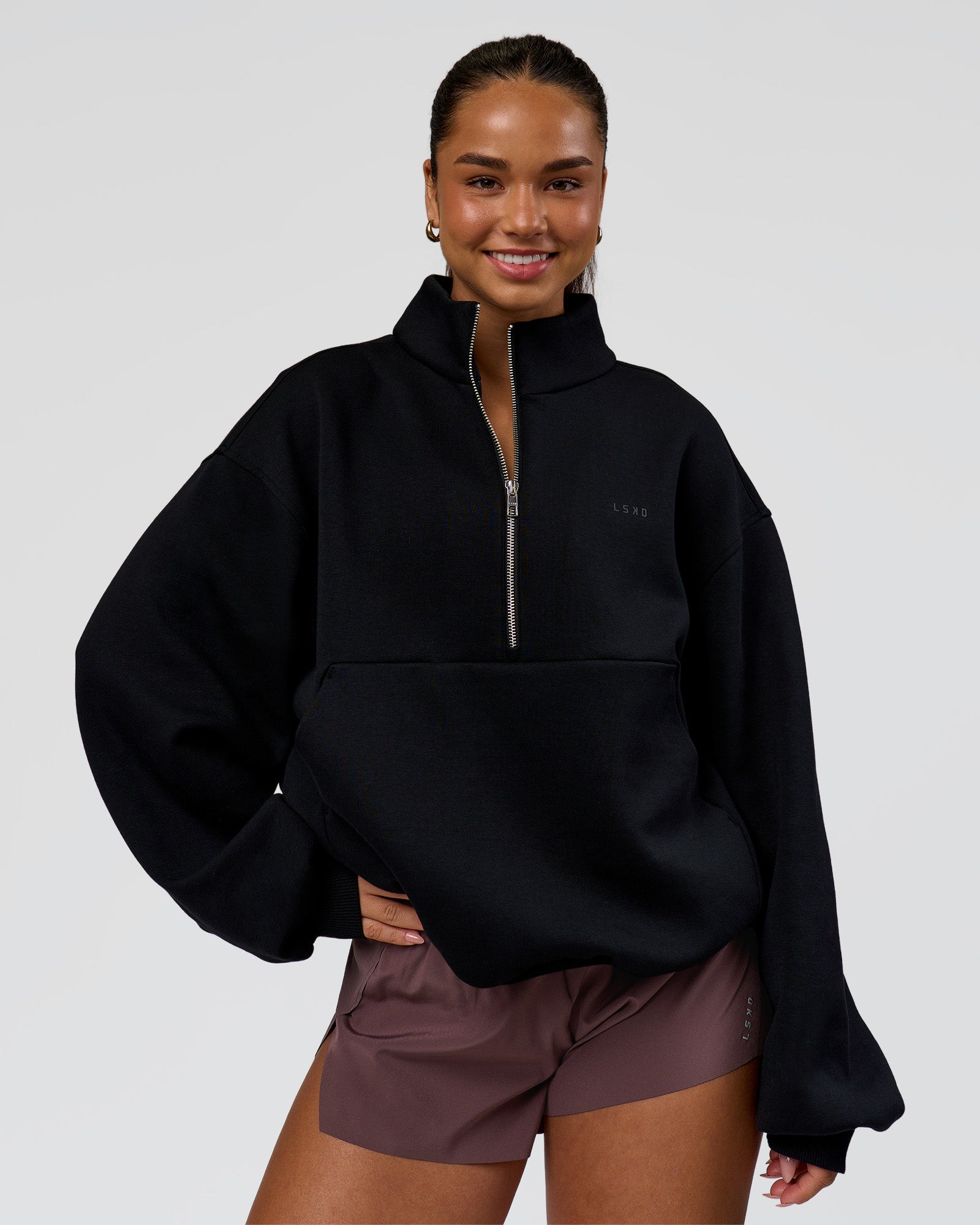 Luxe ZeroCrease Spacer Half Zip - Black | LSKD