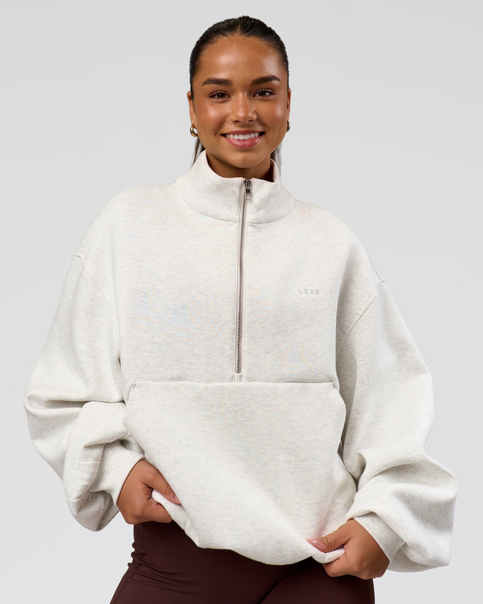 Luxe ZeroCrease Spacer Half Zip - Silver Marl | LSKD