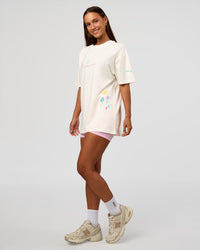 Woman wearing Mother's Day FLXCotton Oversize Tee - Off White | Model:Brylee | Size:XS