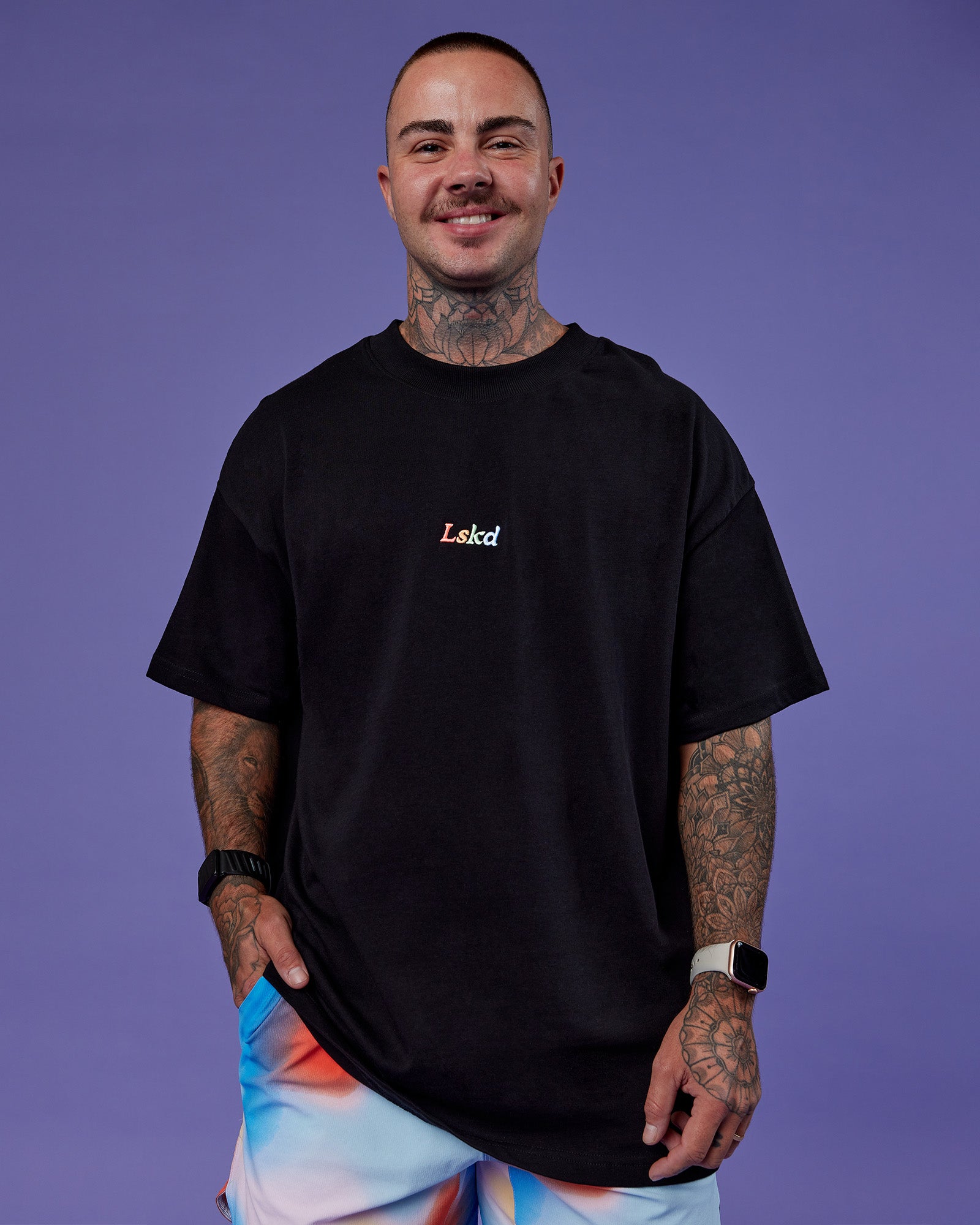 Our Journey Heavyweight Oversized Tee - Black-Rainbow | LSKD