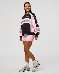 Woman wearing Power Sweater - Caviar-Marshmallow | Model:Brylee | Size:XS