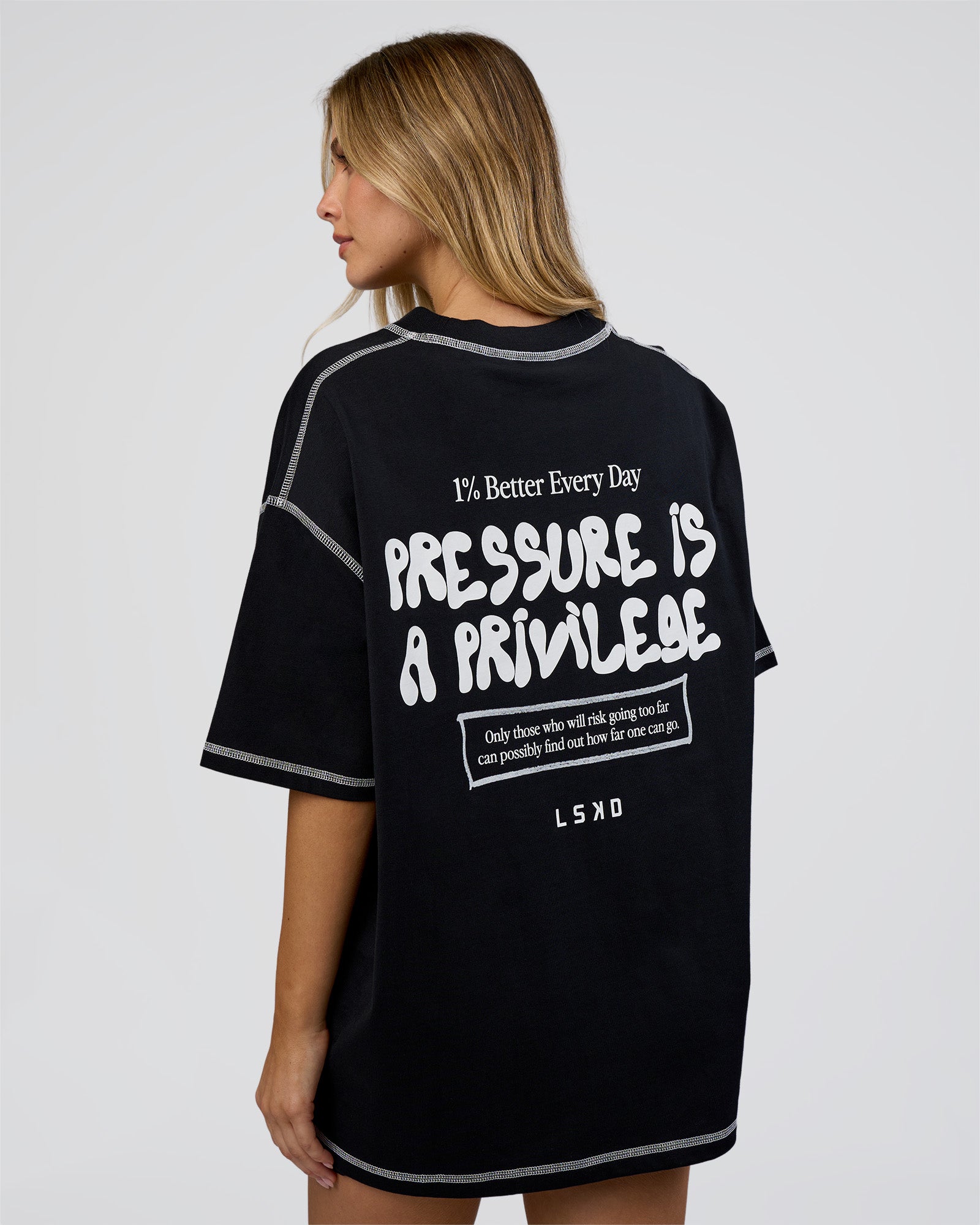 Pressure is Privilege Oversized Tee - Black-White | LSKD