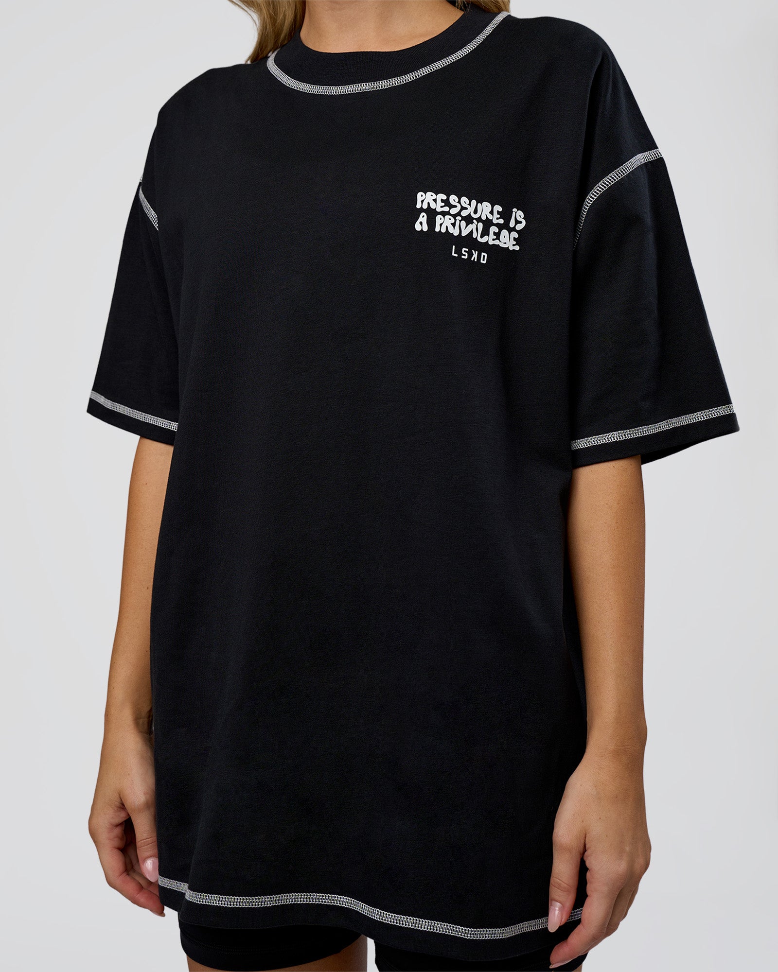 Pressure is Privilege Oversized Tee - Black-White | LSKD