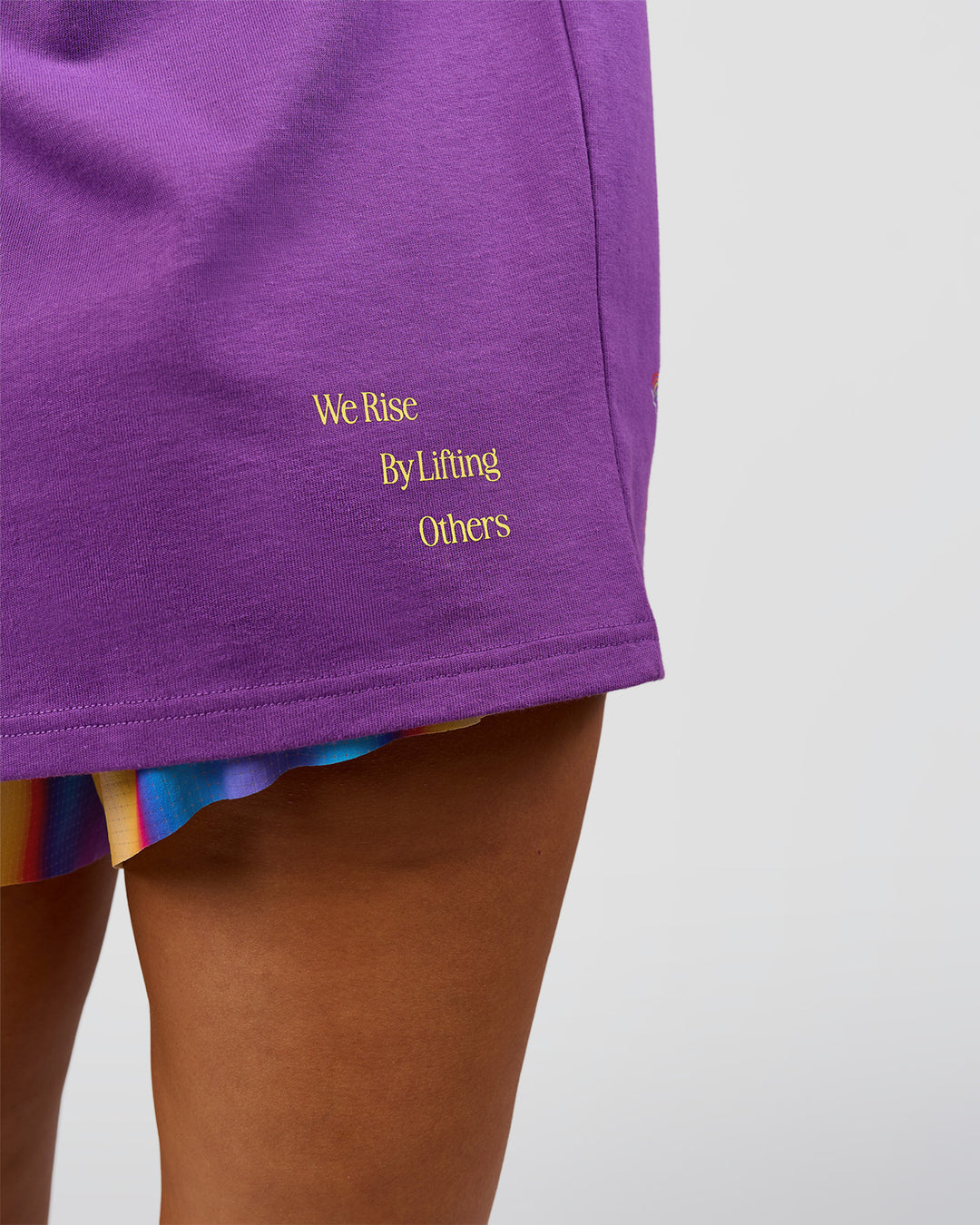 Woman wearing Pride Sticker Boxy Tee - Fresh Purple | Model:Bianca | Size:XS