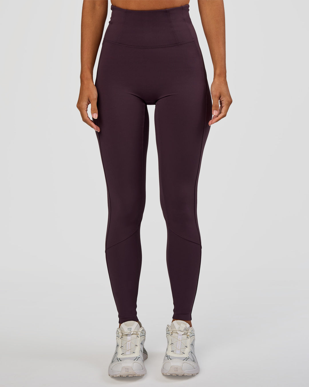 Woman wearing Progression Ultra High-Rise Full Length Legging - Midnight Plum | Model:Brylee | Size:XS