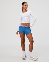 Woman wearing Scrunch Long Sleeve Tee - White | Model:Brylee | Size:XS