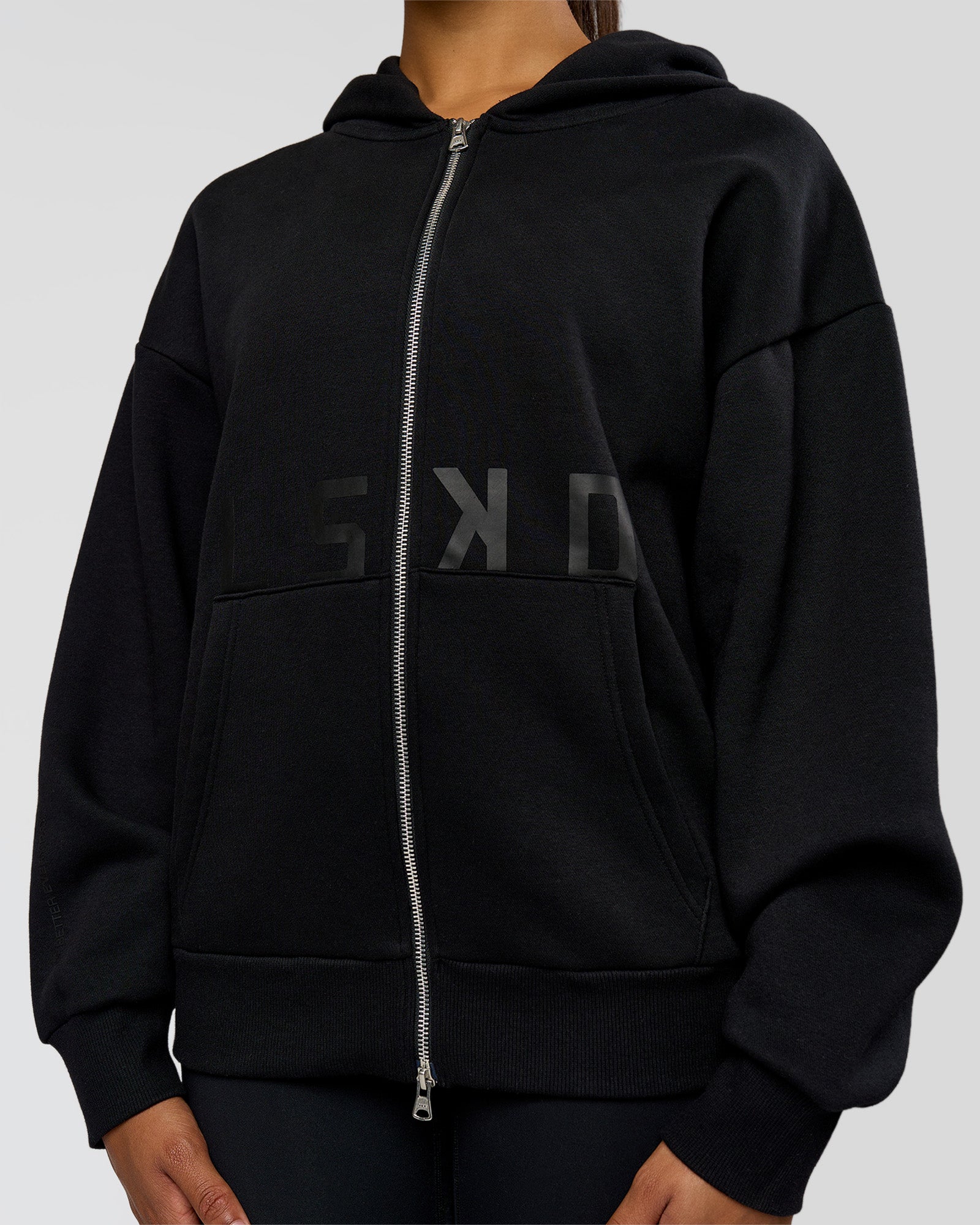 Shadow Mode Oversized Zip Through Hoodie - Black | LSKD