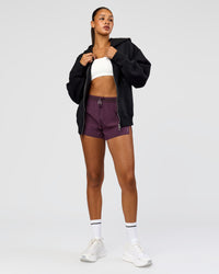 Woman wearing Shadow Mode Oversized Zip Through Hoodie - Black | Model:Rosie | Size:XS
