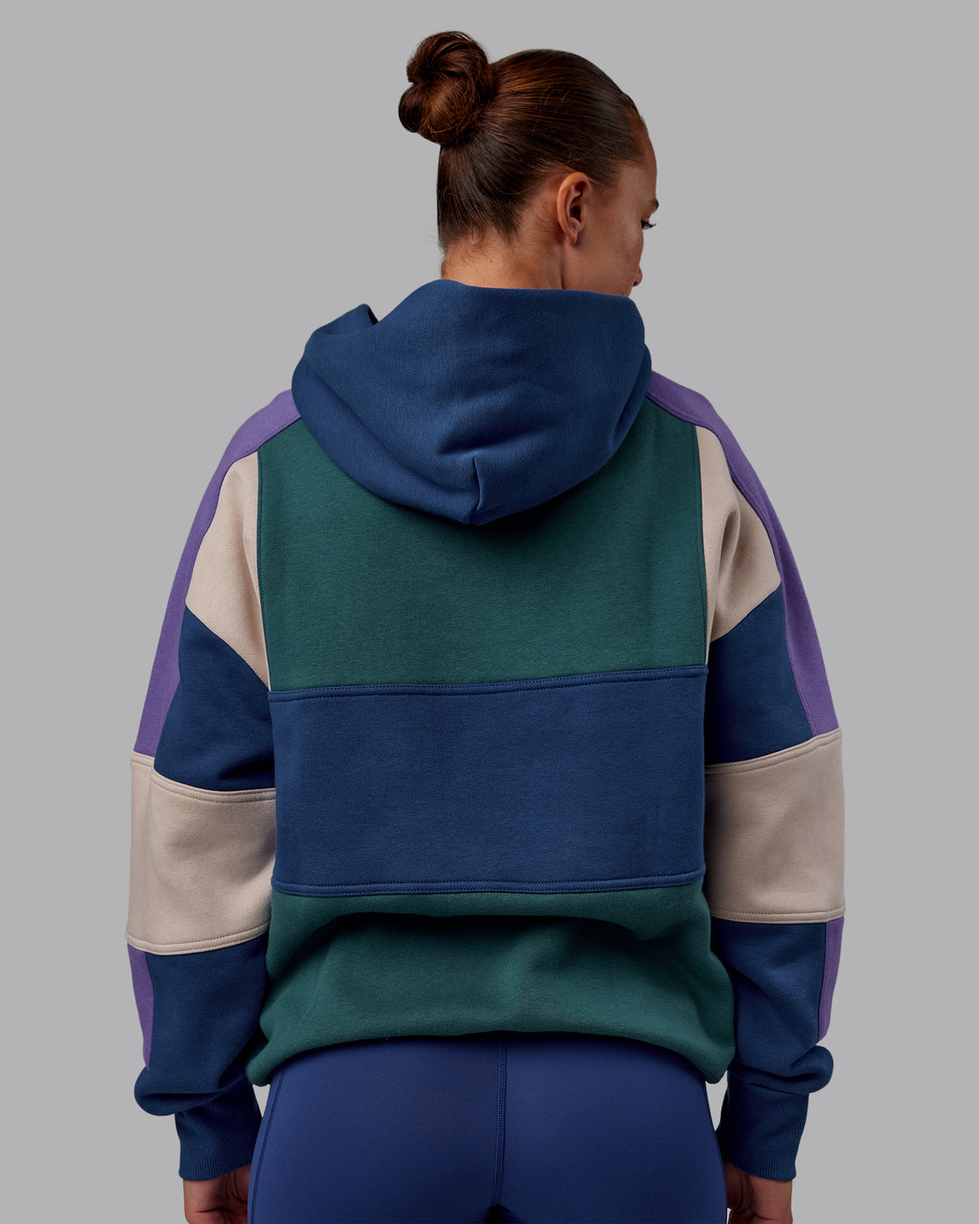 Woman wearing Slam Oversized Hoodie - Atlantic-Multi | Model:Charlize | Size:XS