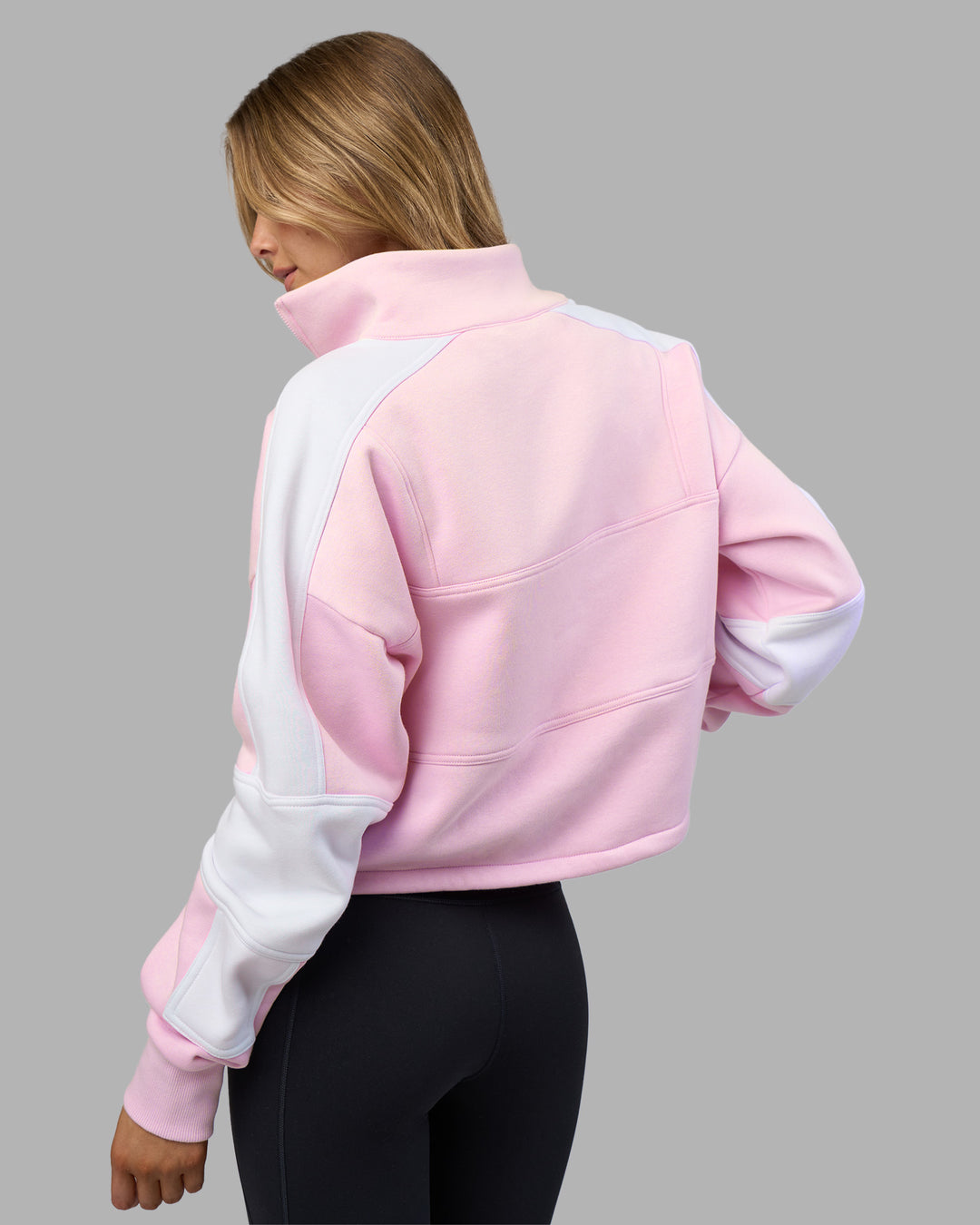 Woman wearing Slam Quarter Zip Sweater - Marshmallow-White | Model:Leilani | Size:XS