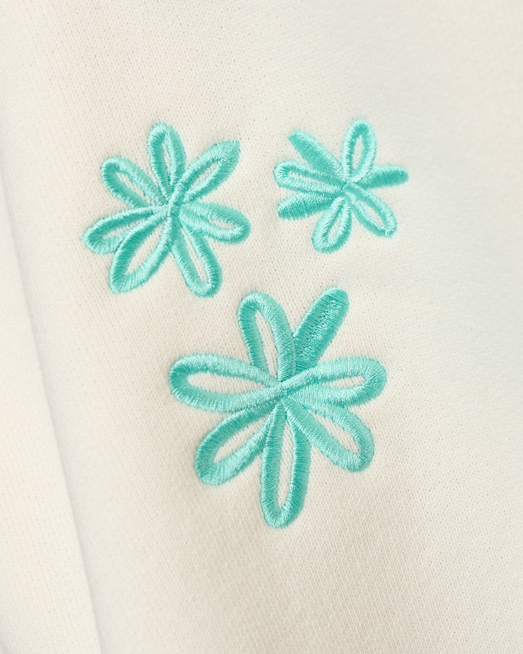 Woman wearing Sticker Unisex Oversized Hoodie - Off White-Jelly Mint | Model:Amity | Size:XS