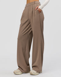 Woman wearing StretchShift Wide Leg Pant - Taupe Ash | Model:Leilani | Size:XS