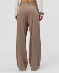 Woman wearing StretchShift Wide Leg Pant - Taupe Ash | Model:Leilani | Size:XS