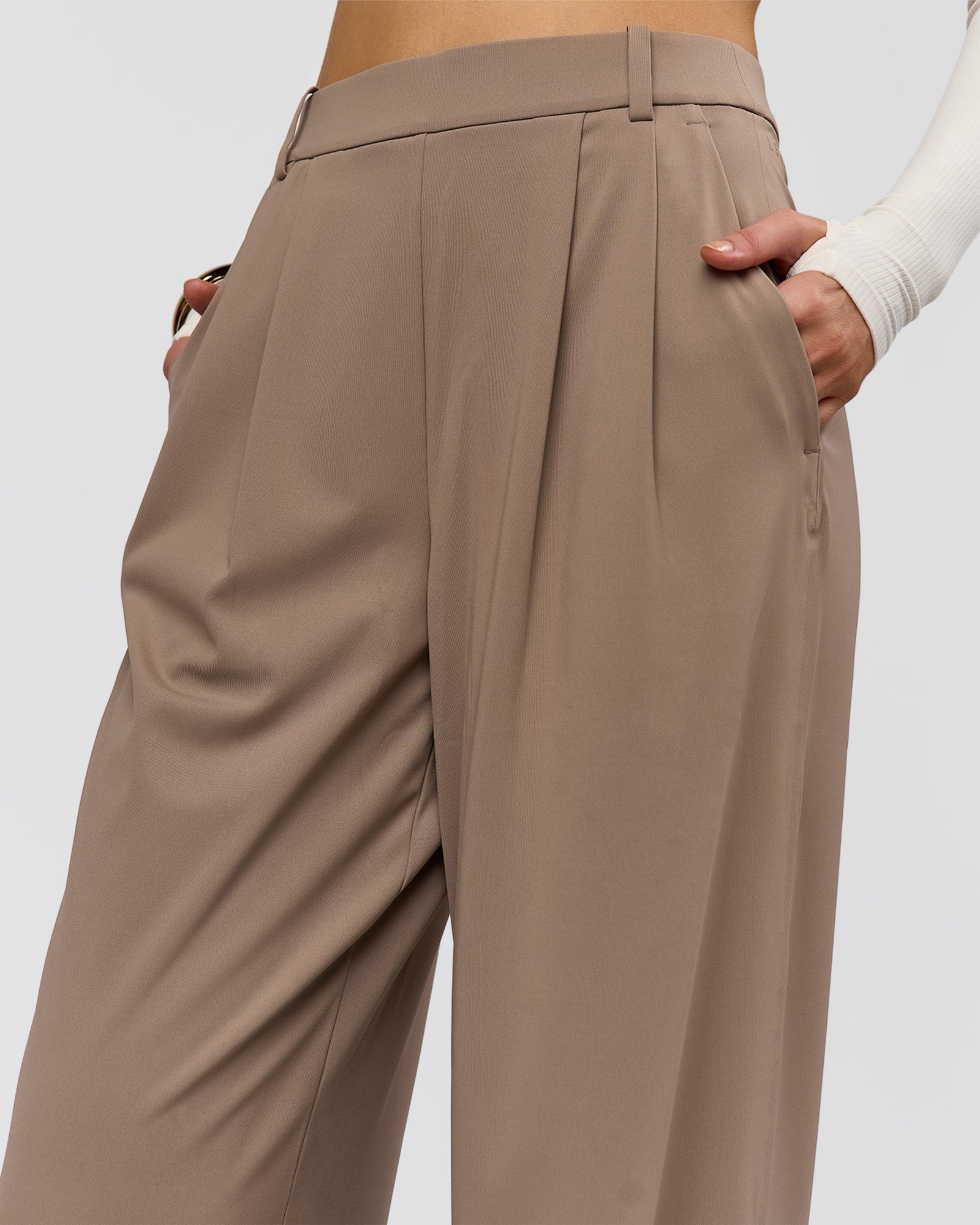 StretchShift Wide Leg Pant - Taupe Ash | LSKD