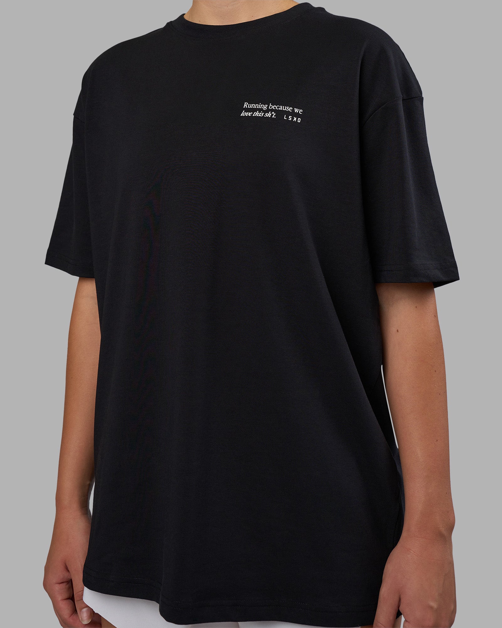 Today's Run FLXCotton Oversized Tee - Black-White | LSKD