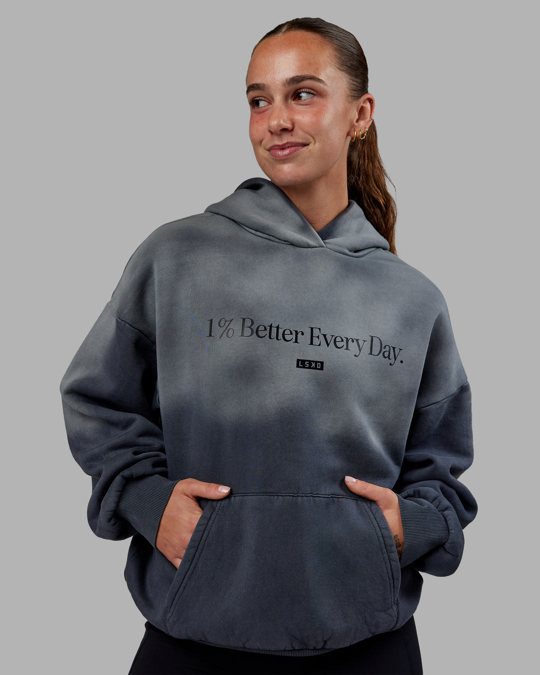 1% Better Oversize Hoodie Pirate Black-Tie Dye LSKD