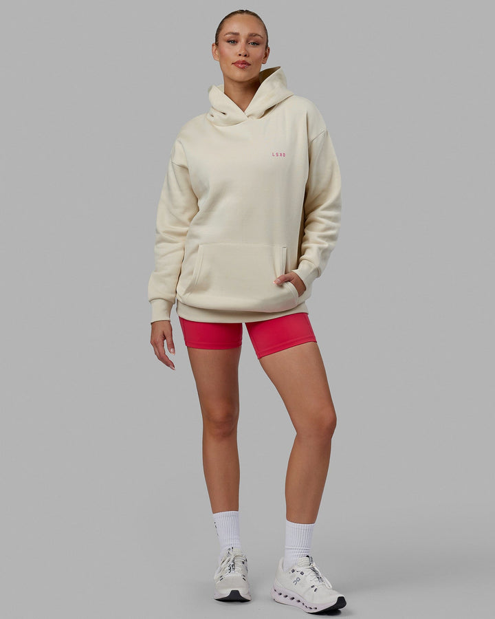 Woman wearing Unisex Lift-Up Hoodie Oversize - Warm White