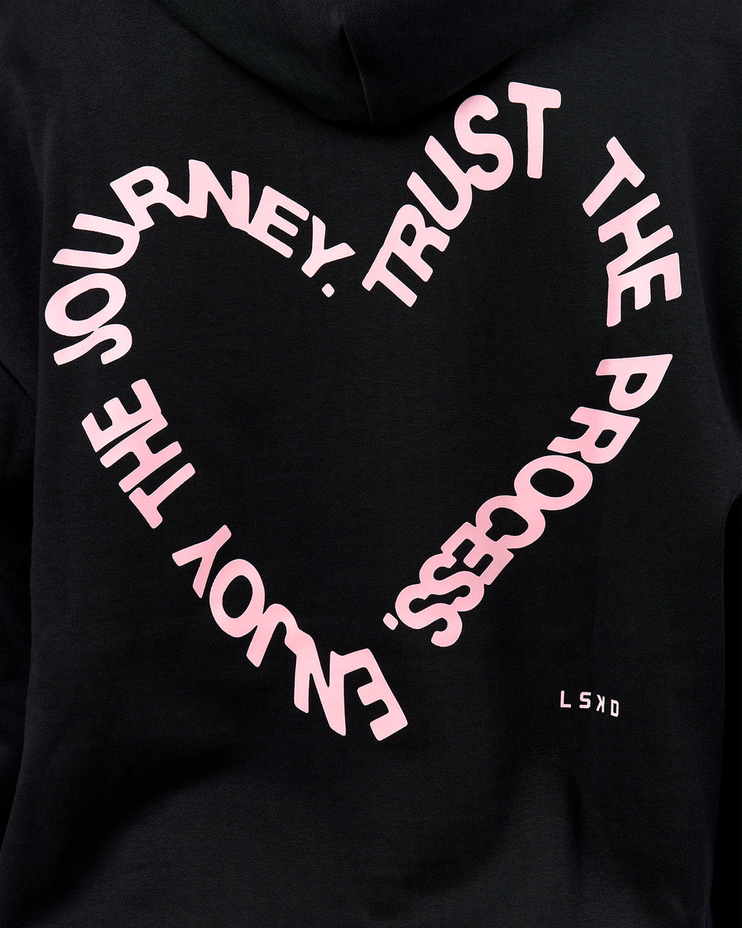 Woman wearing Unisex Love The Process Oversize Hoodie - Black-Marshmallow | Model:Amity | Size:XS