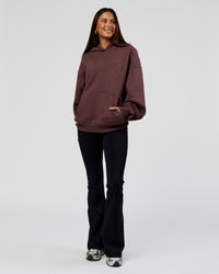 Woman wearing Unisex Love The Process Oversize Hoodie - Cocoa Powder-Hot Chocolate | Model:Bianca | Size:XS