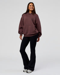 Woman wearing Unisex Love The Process Oversize Hoodie - Cocoa Powder-Hot Chocolate | Model:Bianca | Size:XS