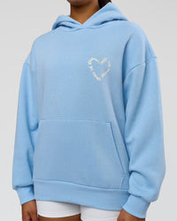 Woman wearing Unisex Love The Process Oversize Hoodie - Open Air-Off White | Model:Rosie | Size:XS