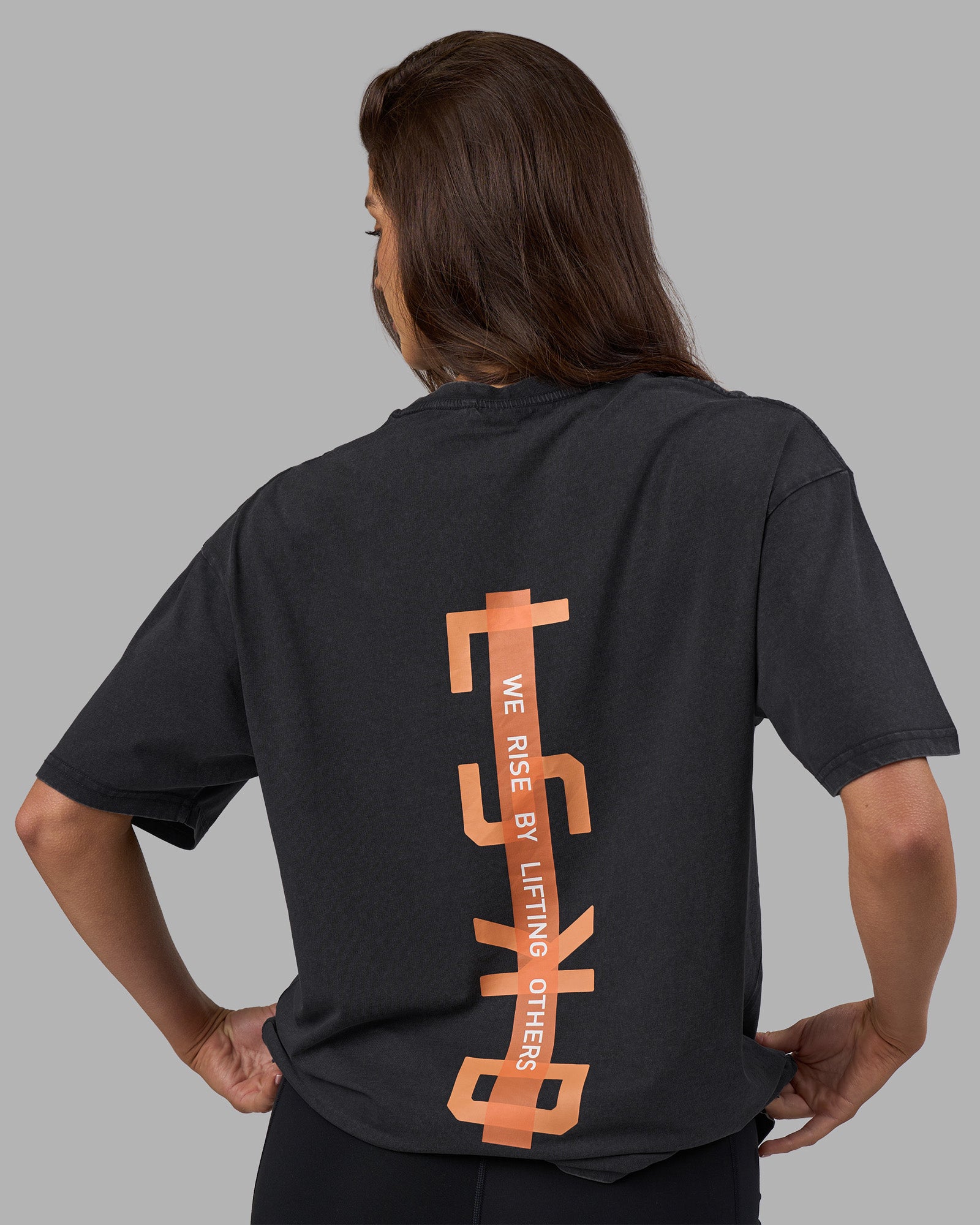 Strike Through FLXCotton Tee Oversize - Black Washed-Cantaloupe | LSKD